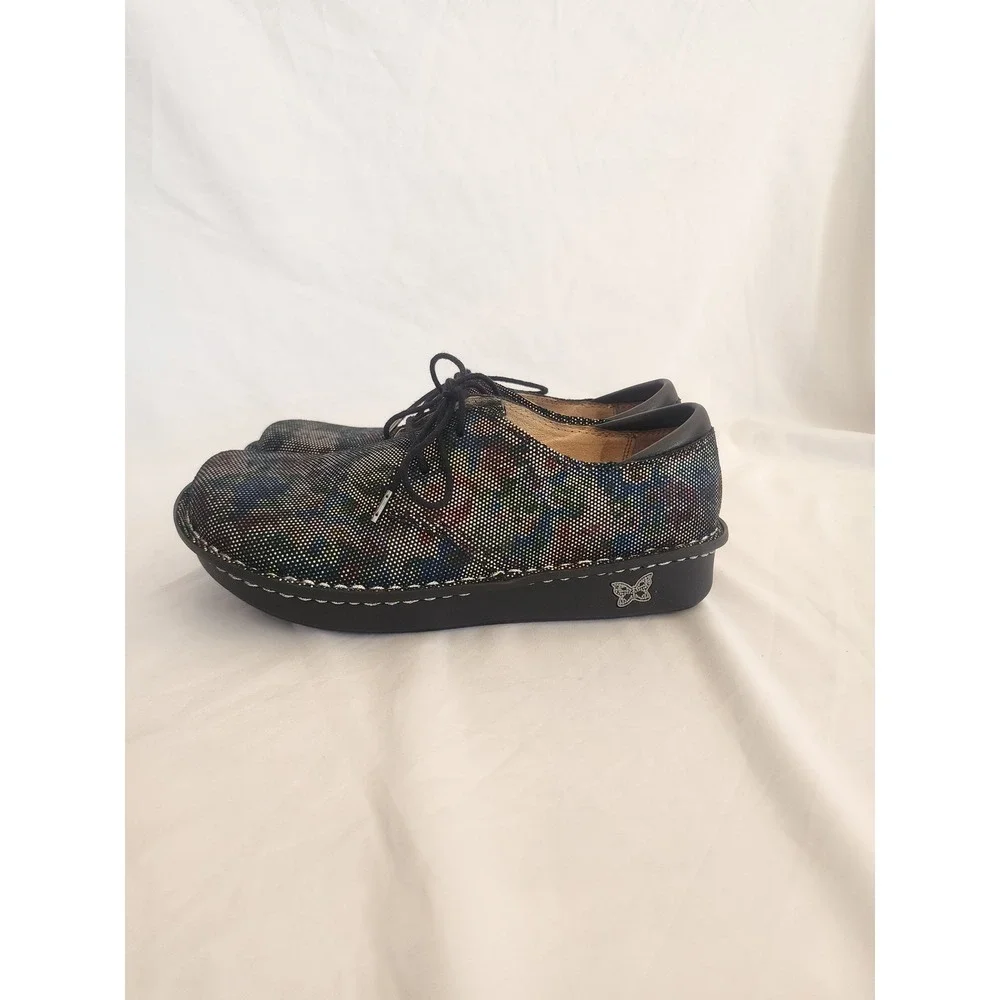 Alegria Brenna Leather Lace Up Oxfords Floral Dot Comfort‎ Size 35 US 5 BRE-509